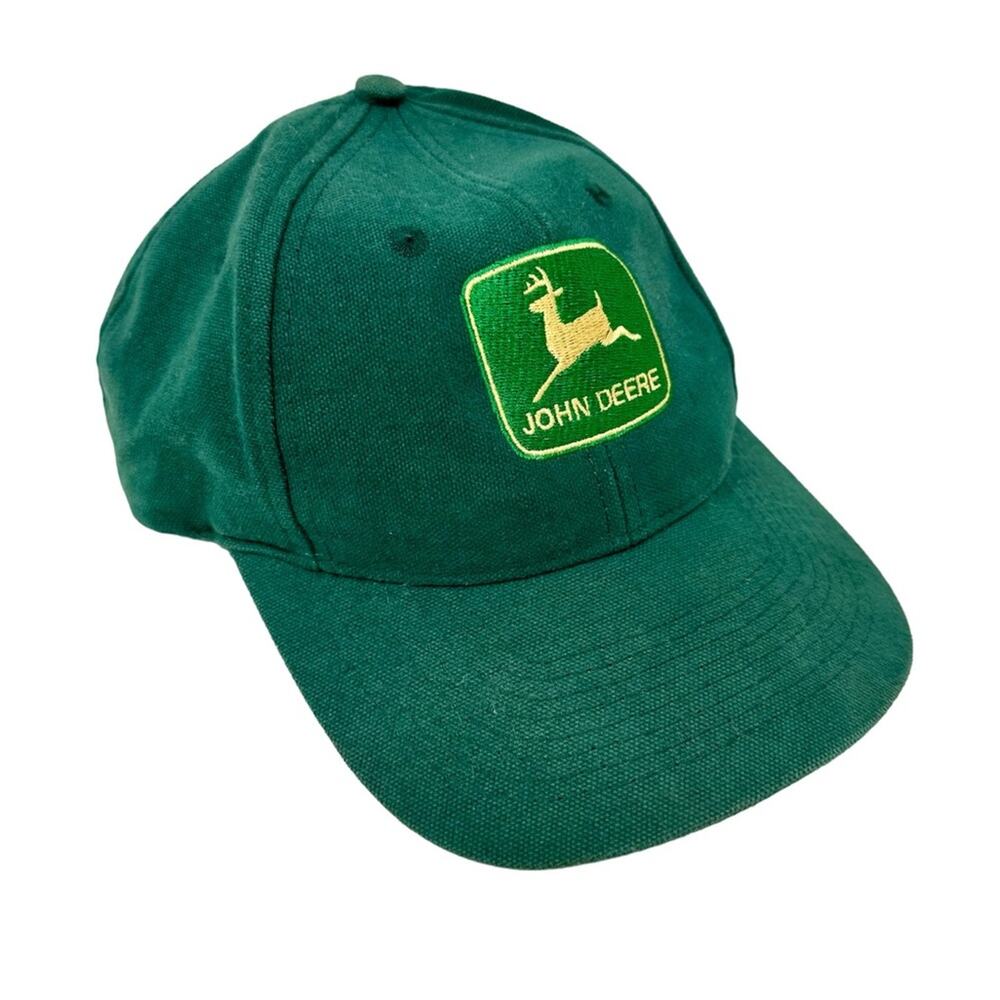 Vintage Cotton John Deere Baseball Hat Snap Back Trucker Logo Patch Green Taiwan